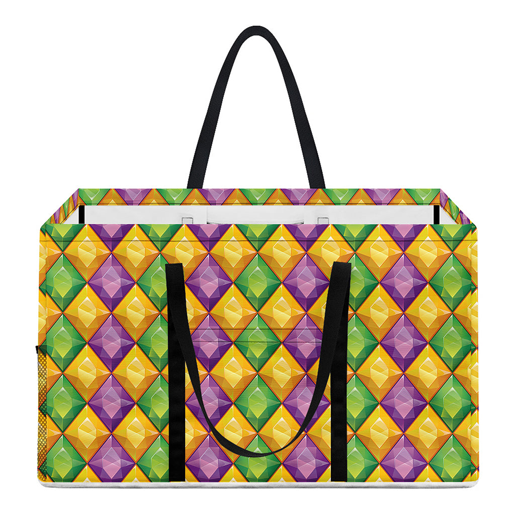 Mardi Gras Diamond Pattern Print Utility Tote Bag