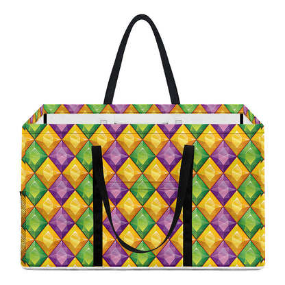 Mardi Gras Diamond Pattern Print Utility Tote Bag