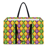 Mardi Gras Diamond Pattern Print Utility Tote Bag