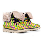 Mardi Gras Diamond Pattern Print Winter Boots