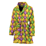 Mardi Gras Diamond Pattern Print Women's Bathrobe