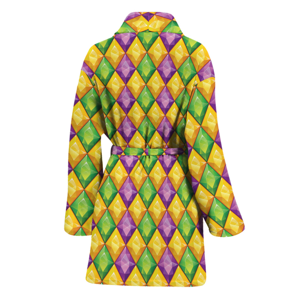 Mardi Gras Diamond Pattern Print Women's Bathrobe