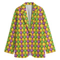 Mardi Gras Diamond Pattern Print Women's Blazer