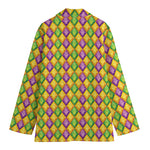 Mardi Gras Diamond Pattern Print Women's Blazer