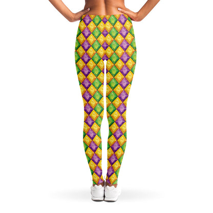 Mardi Gras Diamond Pattern Print Women's Leggings