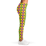 Mardi Gras Diamond Pattern Print Women's Leggings