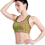 Mardi Gras Diamond Pattern Print Women's Sports Bra