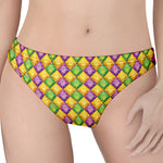 Mardi Gras Diamond Pattern Print Women's Thong