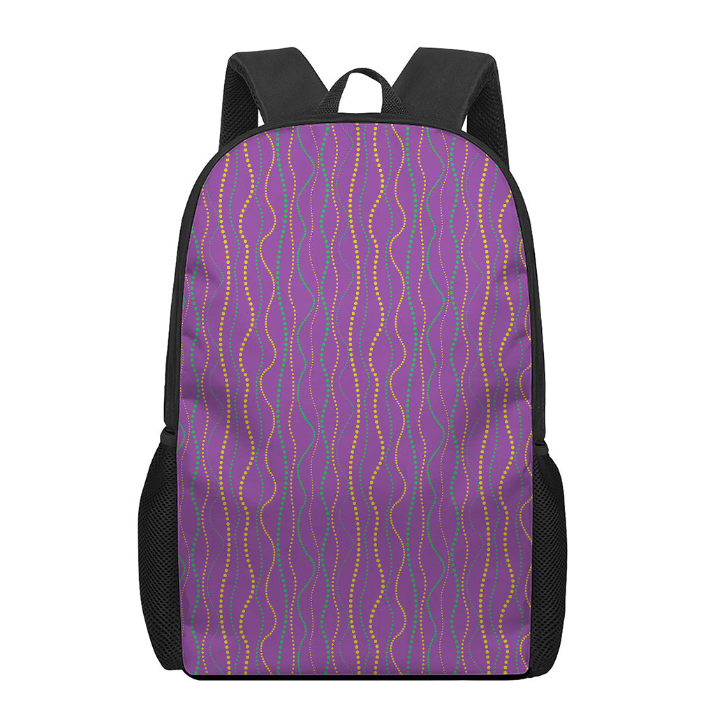 Mardi Gras Dot Pattern Print 17 Inch Backpack