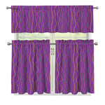 Mardi Gras Dot Pattern Print 3 Piece Kitchen Curtains
