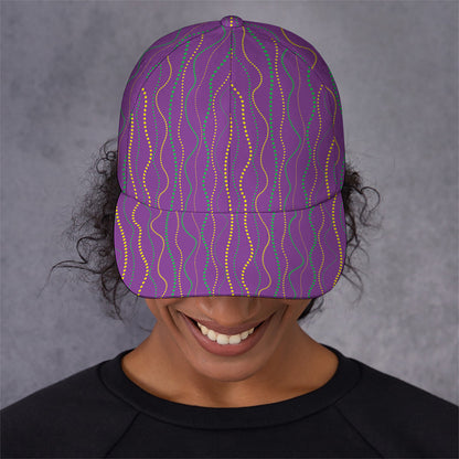 Mardi Gras Dot Pattern Print Baseball Cap