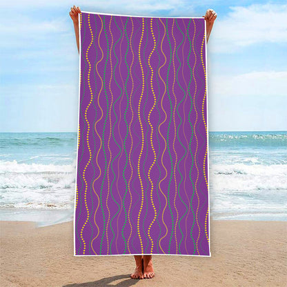 Mardi Gras Dot Pattern Print Beach Towel