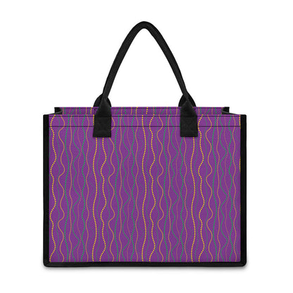 Mardi Gras Dot Pattern Print Canvas Tote Bag