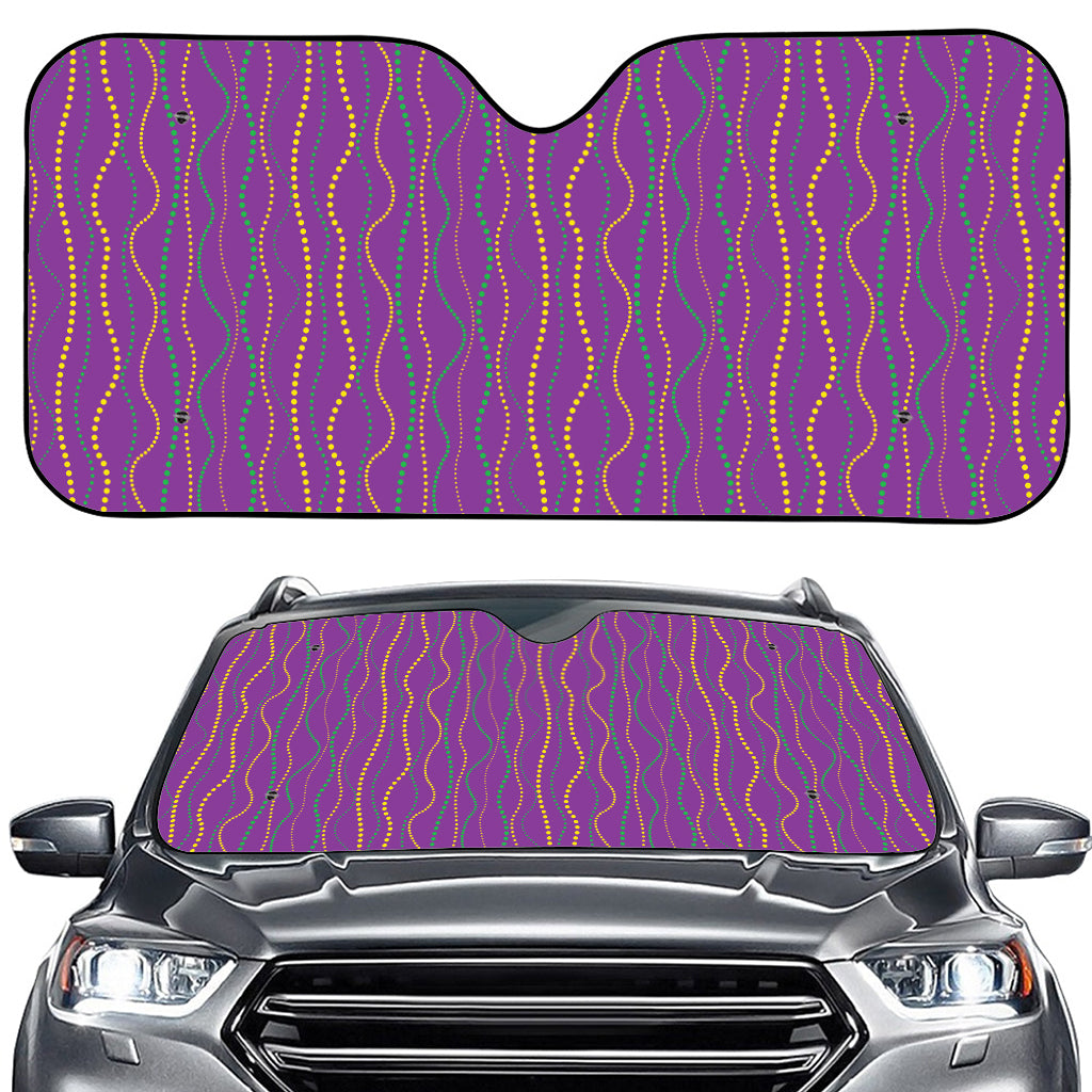 Mardi Gras Dot Pattern Print Car Windshield Sun Shade