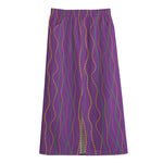 Mardi Gras Dot Pattern Print Cotton Front Slit Maxi Skirt