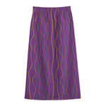 Mardi Gras Dot Pattern Print Cotton Front Slit Maxi Skirt