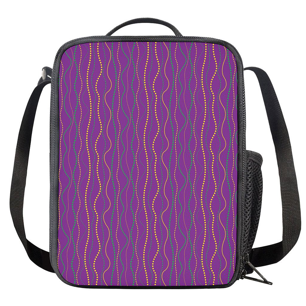 Mardi Gras Dot Pattern Print Crossbody Lunch Bag