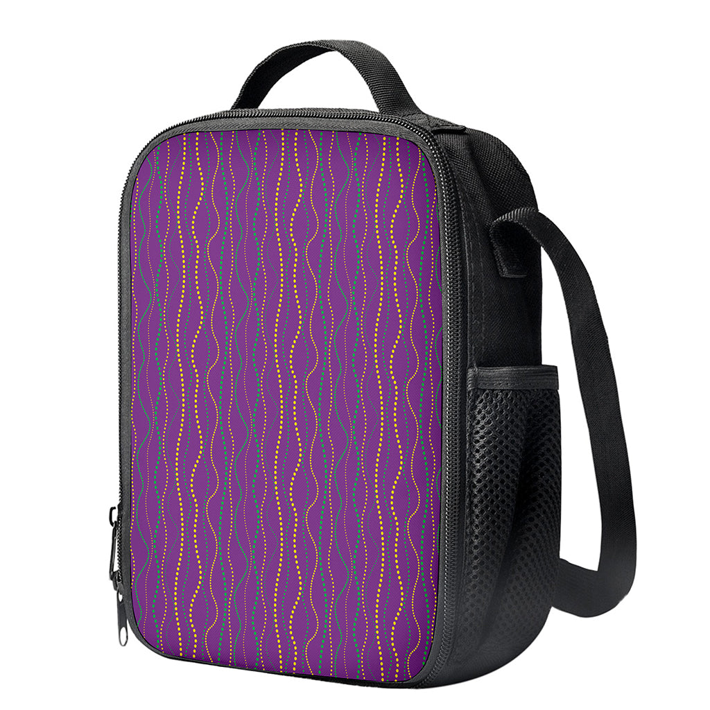 Mardi Gras Dot Pattern Print Crossbody Lunch Bag