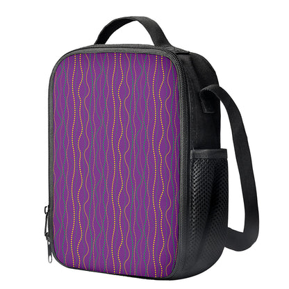 Mardi Gras Dot Pattern Print Crossbody Lunch Bag