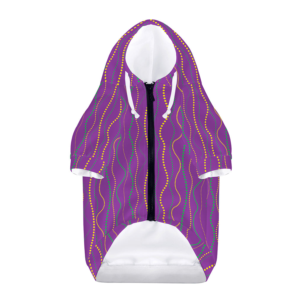 Mardi Gras Dot Pattern Print Dog Zip Up Hoodie