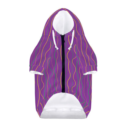 Mardi Gras Dot Pattern Print Dog Zip Up Hoodie