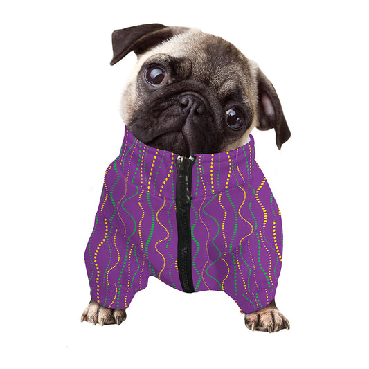 Mardi Gras Dot Pattern Print Dog Zip Up Jacket
