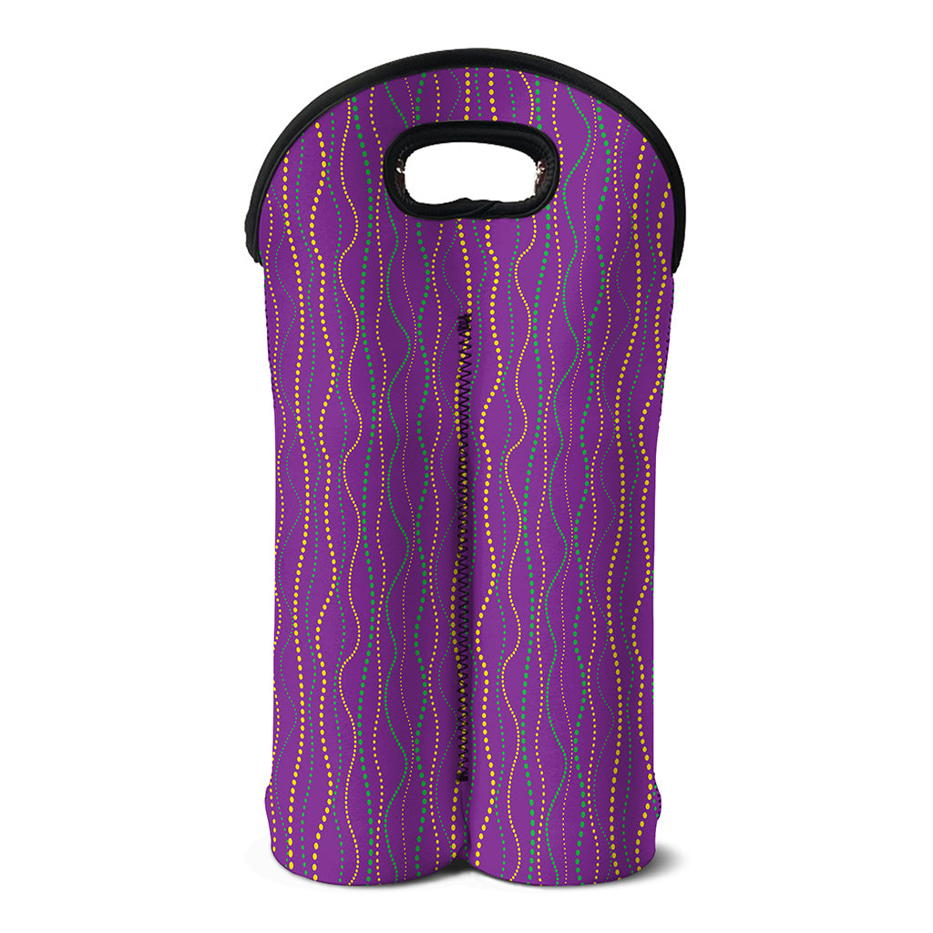 Mardi Gras Dot Pattern Print Double Neoprene Wine Tote