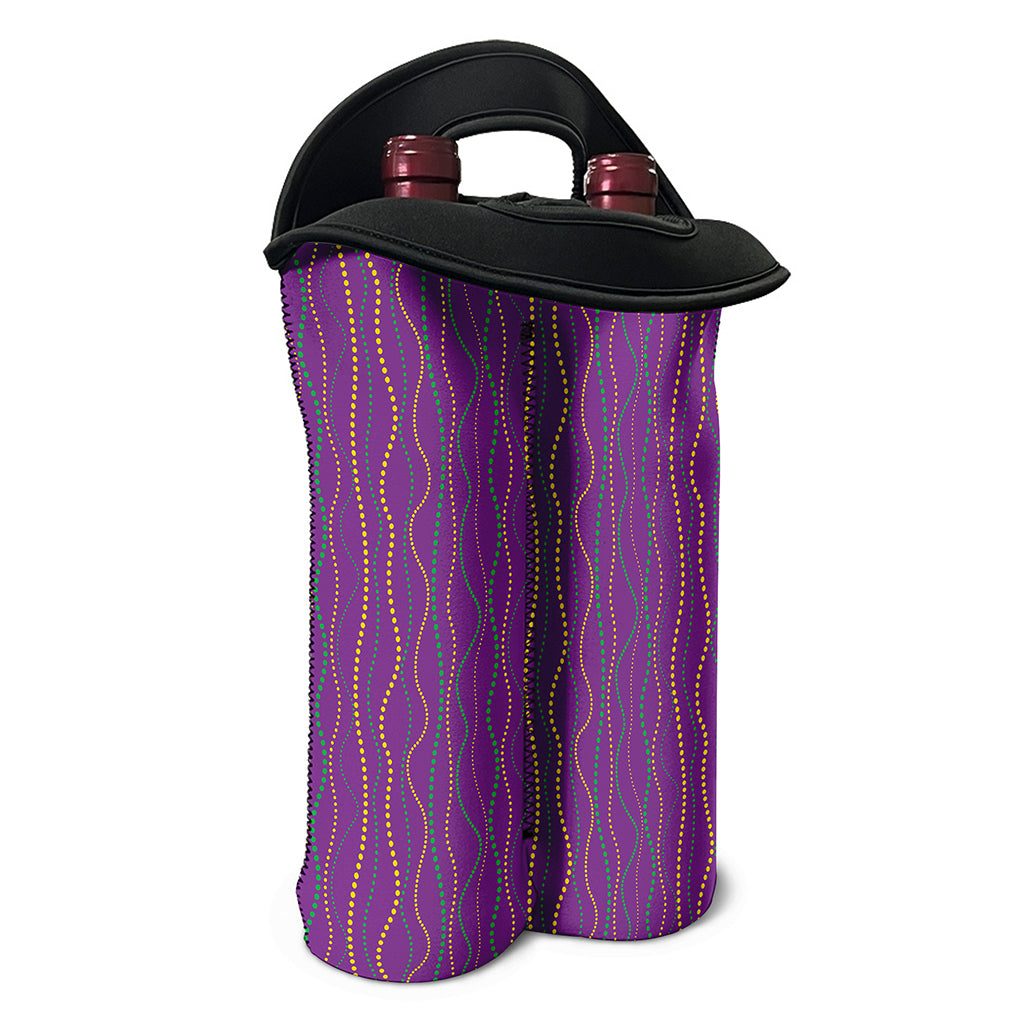 Mardi Gras Dot Pattern Print Double Neoprene Wine Tote