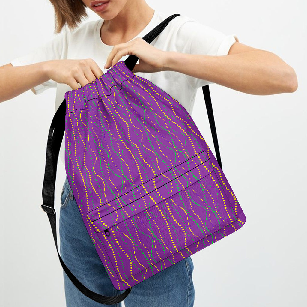 Mardi Gras Dot Pattern Print Drawstring Backpack