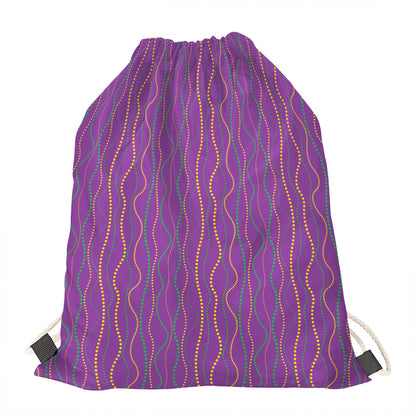 Mardi Gras Dot Pattern Print Drawstring Bag
