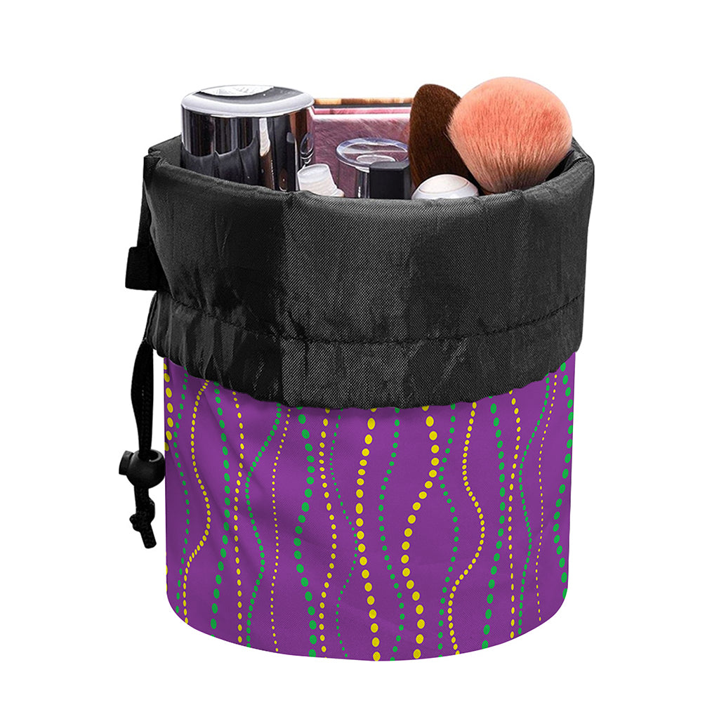 Mardi Gras Dot Pattern Print Drawstring Makeup Bag
