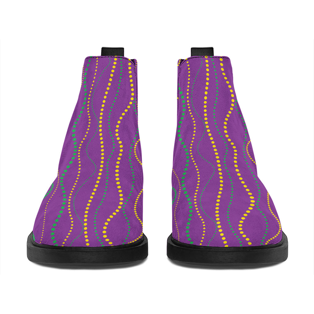 Mardi Gras Dot Pattern Print Flat Ankle Boots