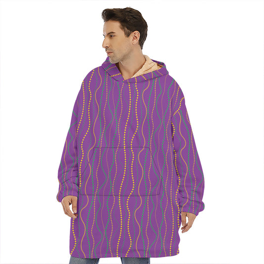 Mardi Gras Dot Pattern Print Hoodie Blanket