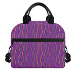 Mardi Gras Dot Pattern Print Insulated Lunch Bag
