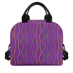 Mardi Gras Dot Pattern Print Insulated Lunch Bag