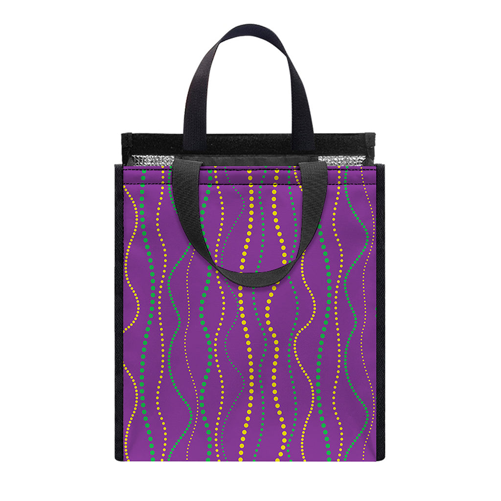 Mardi Gras Dot Pattern Print Insulated Lunch Tote