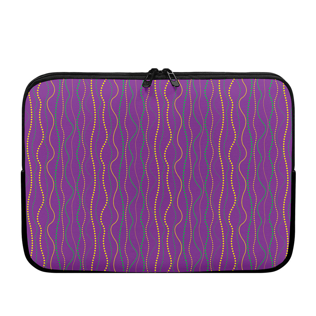 Mardi Gras Dot Pattern Print Laptop Sleeve