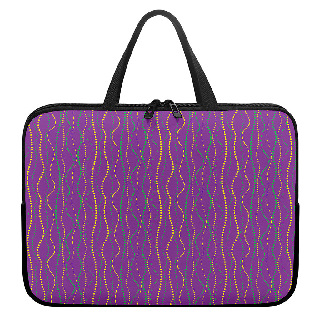 Mardi Gras Dot Pattern Print Laptop Sleeve With Handle