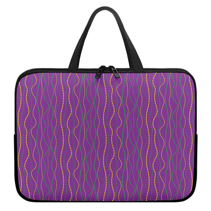 Mardi Gras Dot Pattern Print Laptop Sleeve With Handle