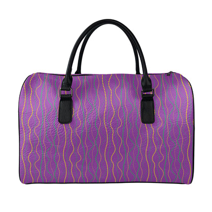 Mardi Gras Dot Pattern Print Leather Duffle Bag
