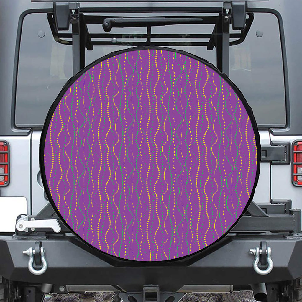 Mardi Gras Dot Pattern Print Leather Spare Tire Cover