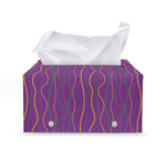Mardi Gras Dot Pattern Print Leather Tissue Box Cover