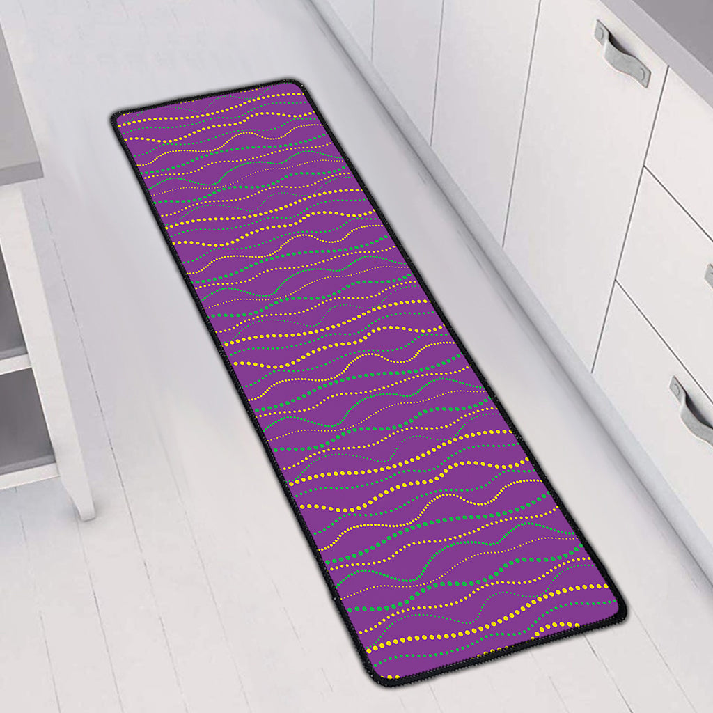 Mardi Gras Dot Pattern Print Long Kitchen Mat