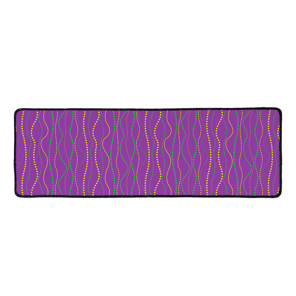 Mardi Gras Dot Pattern Print Long Kitchen Mat