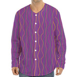 Mardi Gras Dot Pattern Print Long Sleeve Baseball Jersey