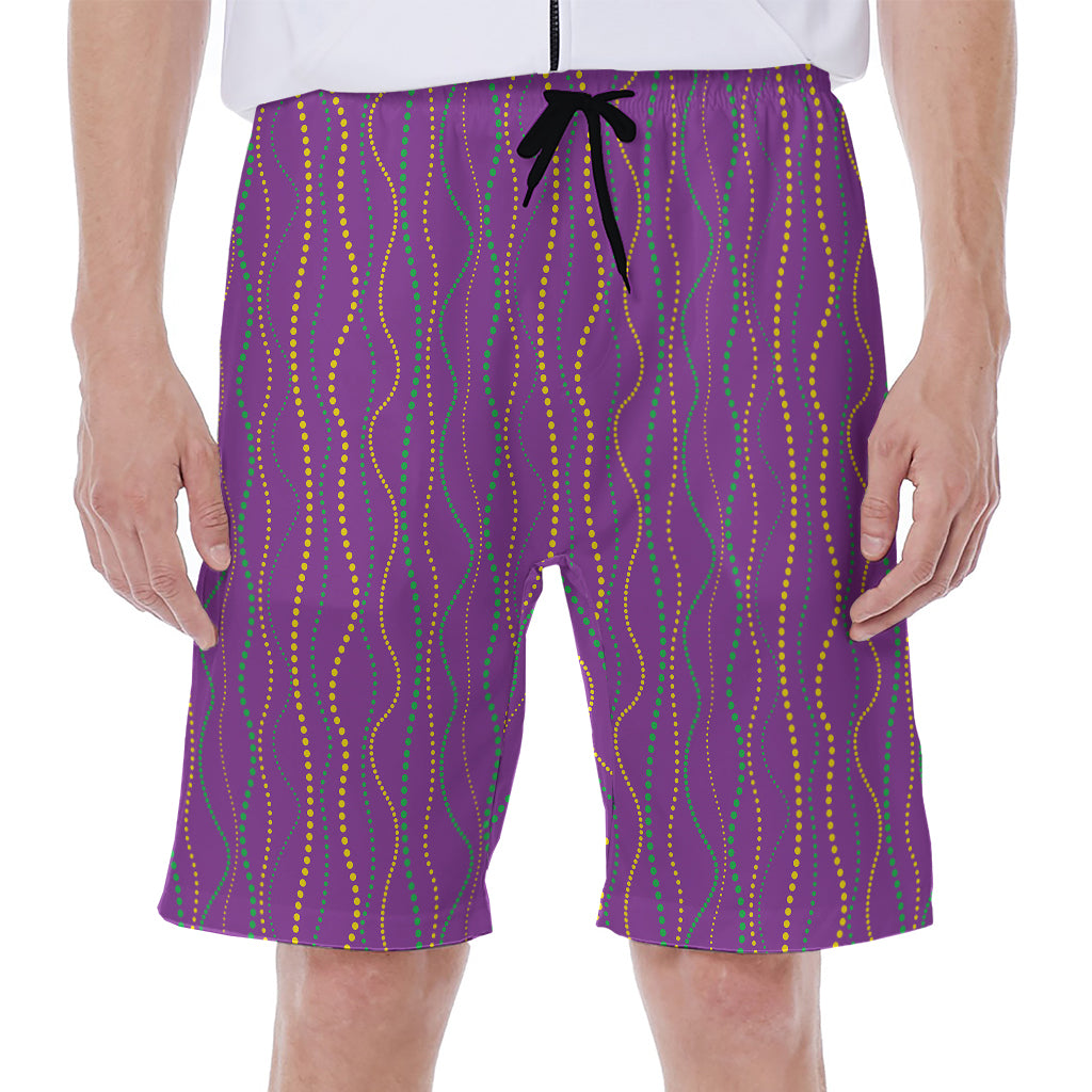 Mardi Gras Dot Pattern Print Men's Beach Shorts