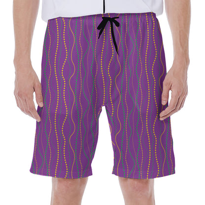 Mardi Gras Dot Pattern Print Men's Beach Shorts