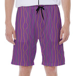 Mardi Gras Dot Pattern Print Men's Beach Shorts