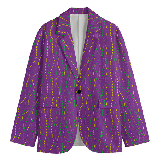 Mardi Gras Dot Pattern Print Men's Blazer