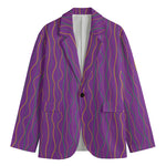 Mardi Gras Dot Pattern Print Men's Cotton Blazer